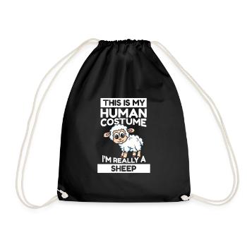 This Is My Human Costume I'm Really A Sheep - Drawstring Bag - black - Front
