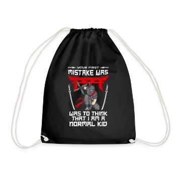 Ninja Tshirt Kids Men Ninjutsu - Drawstring Bag - black - Front