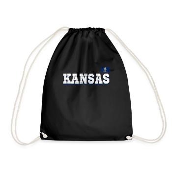 State Name America State Flag Kansas - Turnbeutel - Schwarz - Vorne
