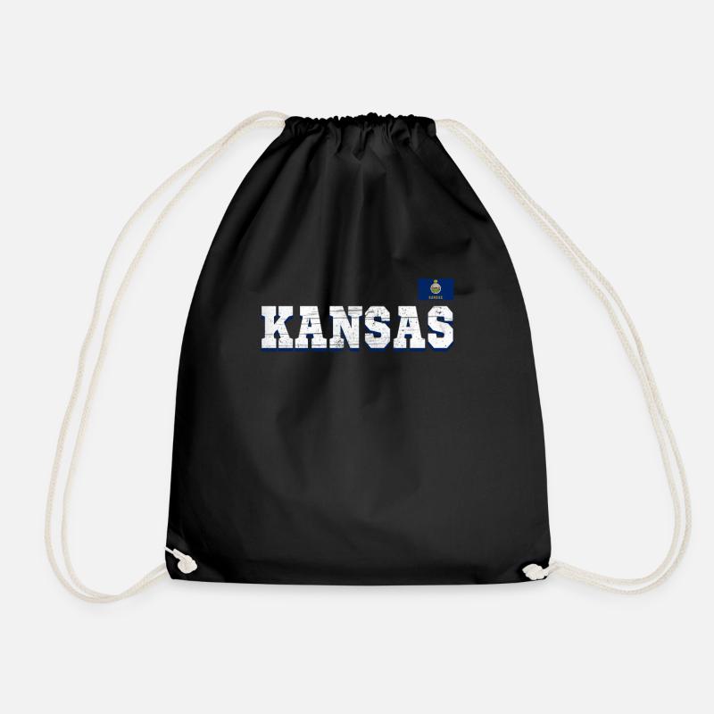 State Name America State Flag Kansas - Turnbeutel - Schwarz