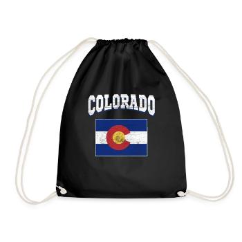 US America State Flag Land Map Colorado - Drawstring Bag - black - Front