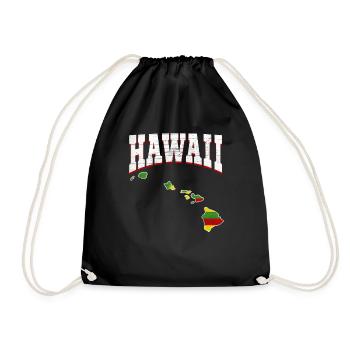 US America State Flag Land Map Hawaii - Drawstring Bag - black - Front