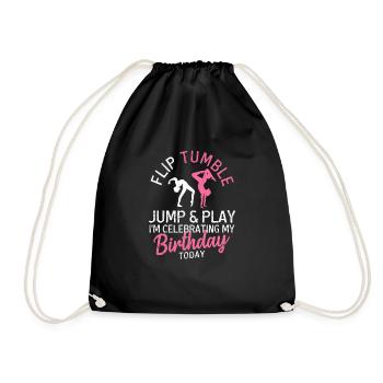 Flip Tumble Jump Game Gymnastics Birthday Gymnast - Drawstring Bag - black - Front