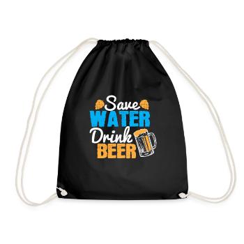 Save water, drink beer - Drawstring Bag - black - Front