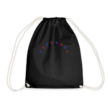 Half circle of stars with blue and red stars - Drawstring Bag - black - Front