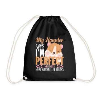 Cute Pet Owners Hamster Love My Hamster - Drawstring Bag - black - Front