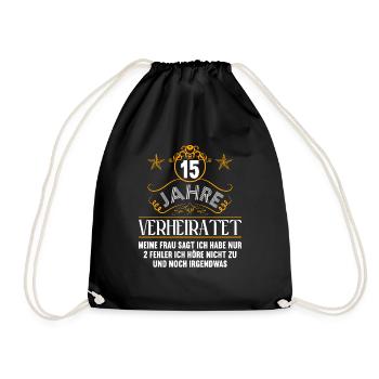 15 Jahre verheiratet nur 2 Fehler 15.Hochzeitstag - Turnbeutel - Schwarz - Vorne
