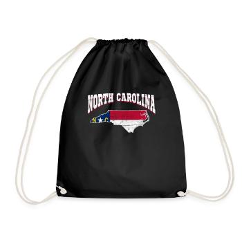 US America State Flag Land Map North Carolina - Drawstring Bag - black - Front