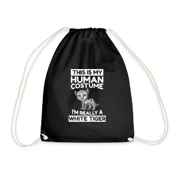 This Is My Human Costume I'm Really A White Tiger - Drawstring Bag - black - Front