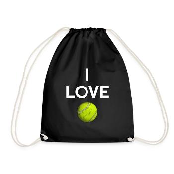 I love tennis tennis club training fan - Drawstring Bag - black - Front