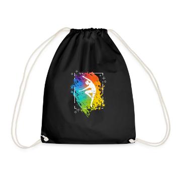 Gymnastik Regenbogenfarben Akrobatik Akro Turnerin - Turnbeutel - Schwarz - Vorne