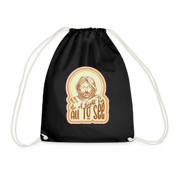 Fun Be A Light For All To See Religious Christian - Drawstring Bag - black - Front