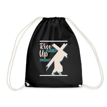 Happy Rise Up And Pray Retro Boho Religious Christ - Drawstring Bag - black - Front
