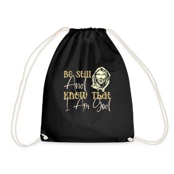 Happy Be Still Fun Religious Christian Retro Vinta - Drawstring Bag - black - Front