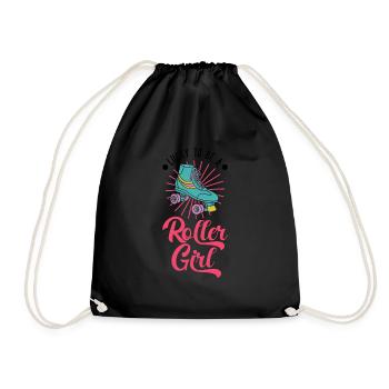 Lucky to be a Roller Girl Roller Skates - Drawstring Bag - black - Front