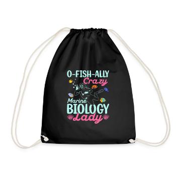 O-Fish-Ally Crazy Marine Biology Lady Biologist S - Drawstring Bag - black - Front