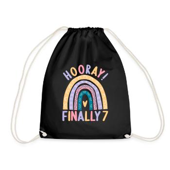7 years Rainbow Rainbow 7th birthday - Drawstring Bag - black - Front