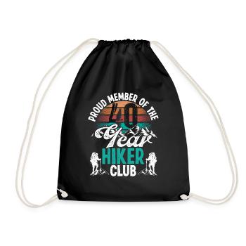 40 Year Old Hiker Mountains Hiking Birthday 40 - Drawstring Bag - black - Front