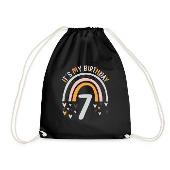 7 years Rainbow Rainbow 7th birthday - Drawstring Bag - black - Front