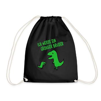 großer Bruder Dinosaurier dino Schwanger Kinder - Turnbeutel - Schwarz - Vorne
