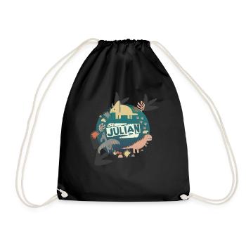 JULIAN - Beau nom de garçon avec de mignons dinosaures - Sac de sport léger - noir - Devant