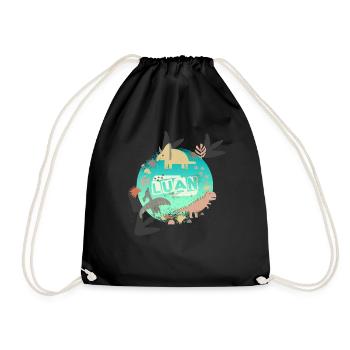 LUAN - Beautiful boy name with cute dinosaurs - Drawstring Bag - black - Front