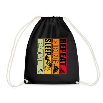 Eat sleep biking repeat - Sac de sport léger - noir - Devant
