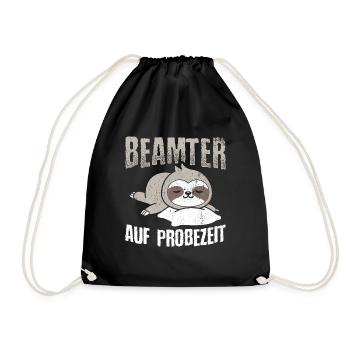 Beamter auf Probezeit - Beamter Kaffee Geschenk - Turnbeutel - Schwarz - Vorne