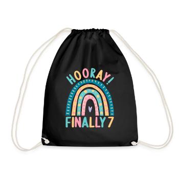 7 years Rainbow Rainbow 7th birthday - Drawstring Bag - black - Front
