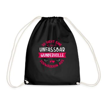 Lustiges Schwägerin Geschenk Spruch So sieht eine - Turnbeutel - Schwarz - Vorne