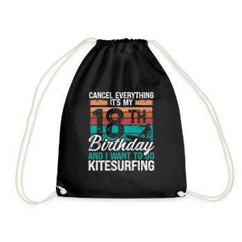 18 Birthday Kiteboarding Kitesurfer 18 Year Old - Drawstring Bag - black - Front