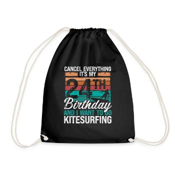 24 Birthday Kiteboarding Kitesurfer 24 Year Old - Turnbeutel - Schwarz - Vorne