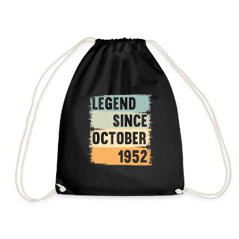 Born October 1952 70 years 70s 70th birthday - Drawstring Bag - black - Front