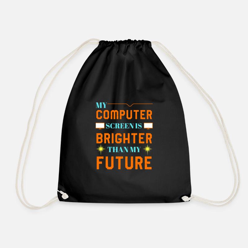 Computer Brightness Funny Shirt - Drawstring Bag - black