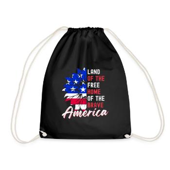 Amerika Land der Freien und der Tapferen - Turnbeutel - Schwarz - Vorne
