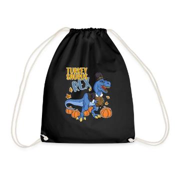 Turkey Saurus Rex I TRex Pilgrim Hat I Dinosaur - Drawstring Bag - black - Front