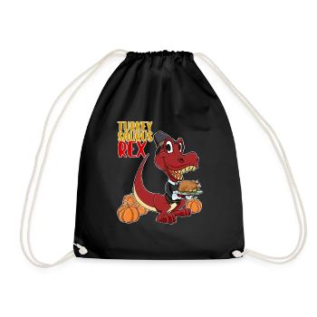 Turkey Saurus Rex I TRex Pilgrim Hat I Dinosaur - Drawstring Bag - black - Front
