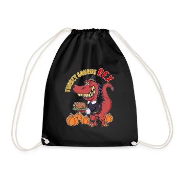 Turkey Saurus Rex I TRex Pilgrim Hat I Dinosaur - Drawstring Bag - black - Front