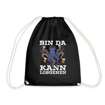 Bin da Kann losgehen Oktopus Achtarmig - Turnbeutel - Schwarz - Vorne