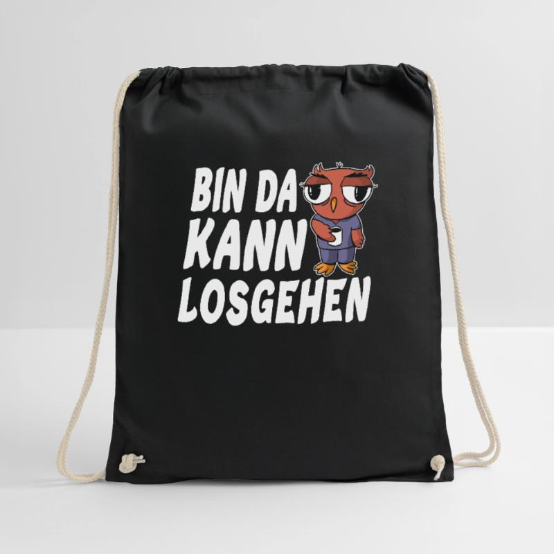 Bin da kann losgehen Eule mit Kaffee Turnbeutel