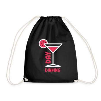 Day Dinking Funny Martini Pickleball - Drawstring Bag - black - Front