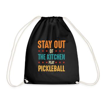 Stay Out Of The Kitchen Play Pickleball - Turnbeutel - Schwarz - Vorne