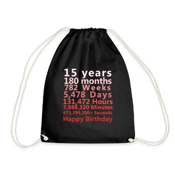15 years Birthday | Happy birthday Sweet 15th |5th - Drawstring Bag - black - Front