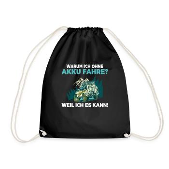 Warum ich ohne Akku fahre Anti E-Auto - Turnbeutel - Schwarz - Vorne