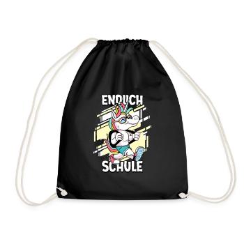 Endlich Schule 1. Klasse Schulkind - Turnbeutel - Schwarz - Vorne