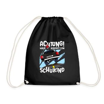 Achtung hier kommt ein Schulkind 1. Klasse - Turnbeutel - Schwarz - Vorne