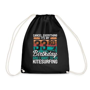 33 Birthday Kiteboarding Kitesurfer 33 Year Old - Turnbeutel - Schwarz - Vorne