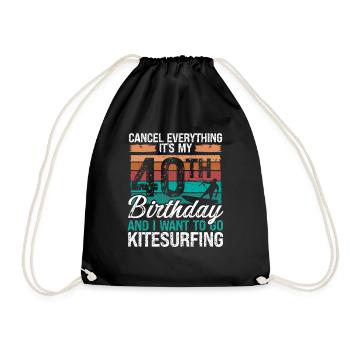 40 Birthday Kiteboarding Kitesurfer 40 Year Old - Drawstring Bag - black - Front