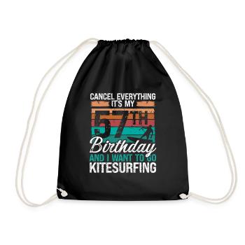 57 Birthday Kiteboarding Kitesurfer 57 Year Old - Turnbeutel - Schwarz - Vorne