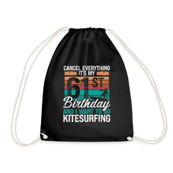 61 Birthday Kiteboarding Kitesurfer 61 Year Old - Turnbeutel - Schwarz - Vorne
